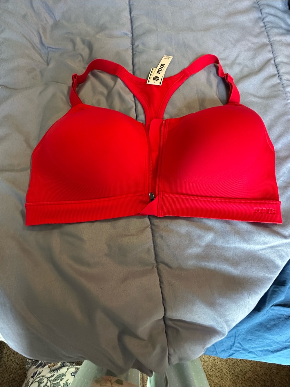 Victoria's Secret Red Front-Zip Racerback Sports Bra